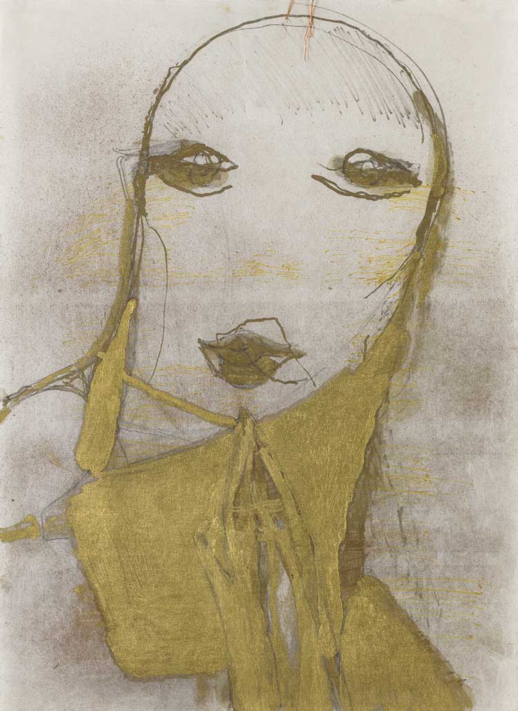 Marisa Merz, Untitled, undated. Mixed media on rice paper mounted on a Plexiglas frame; 45.5 x 32.5 cm. Private collection, Paris. Courtesy Etienne Bréton / Saint-Honoré Art Counsulting. © Adagp, Paris, 2024. Photo: Boris Kirpotin.