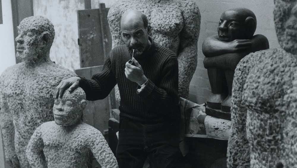 Ronald Moody with Concrete
Family, 1963. © Val Wilmer. Photo:
Val Wilmer.