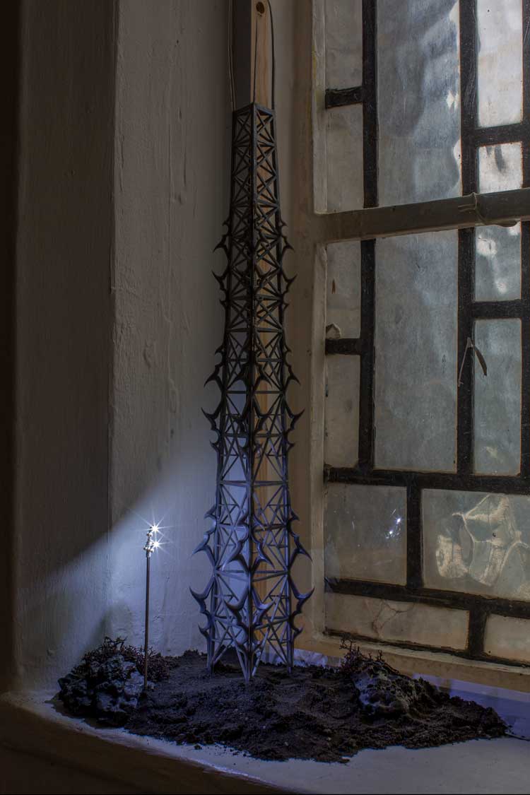 Spire, installation view, Invites: Molly Erin McCarthy, Zabludowicz Collection, 2023. Photo: David Bebber.