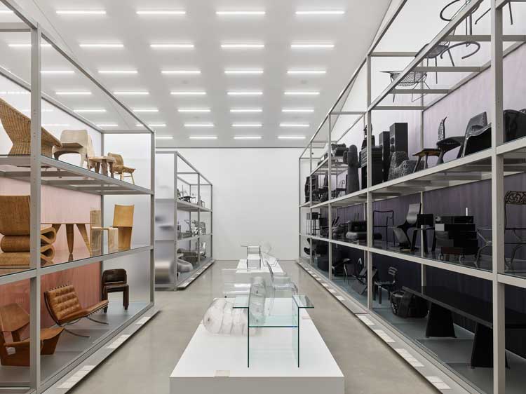 Installation view, Colour Rush! Installation by Sabine Marcelis, Vitra Schaudepot. © Vitra Design Museum. Photo: Mark Niedermann. © VG Bild-Kunst, Bonn 2022.