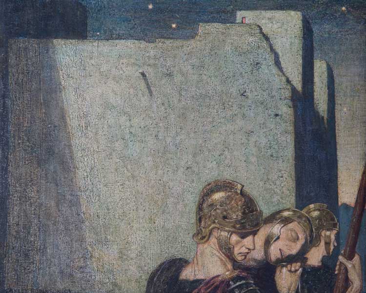 Frederick Cayley Robinson, The Night Watch, 1903. Mixed media on gessoed board. Leamington Spa Art Gallery & Museum, Warwick District Council.