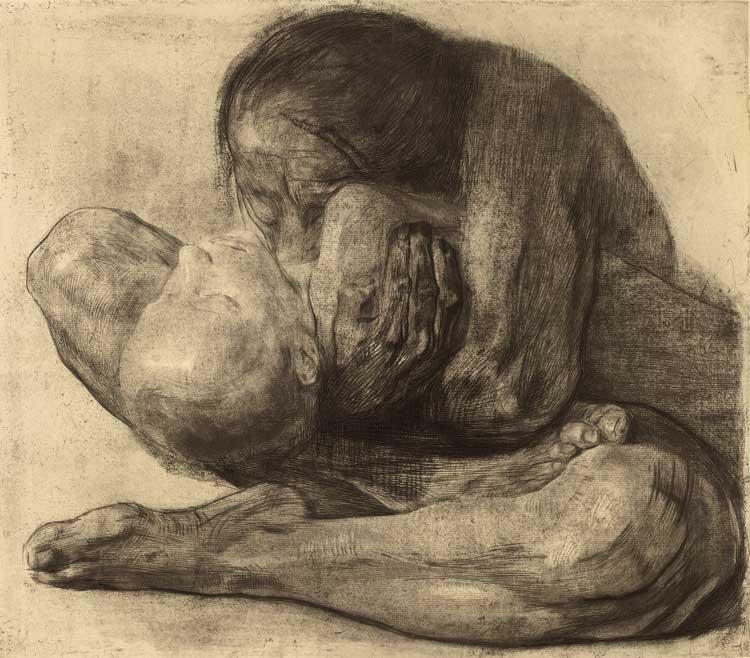 Käthe Kollwitz, Woman with Dead Child, 1903. Etching on paper, 42.4 x 48.6 cm. © Käthe Kollwitz Museum Köln.