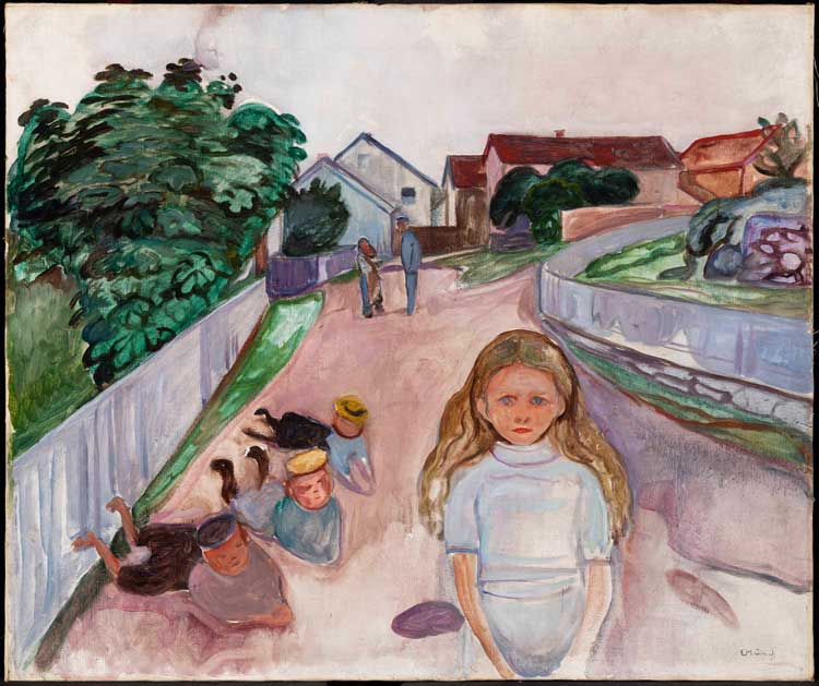 Edvard Munch. Children playing in the Street in Åsgårdstrand, 1901-03. Oil on canvas, 74.6 x 89.2 cm. KODE Bergen Art Museum, The Rasmus Meyer Collection.