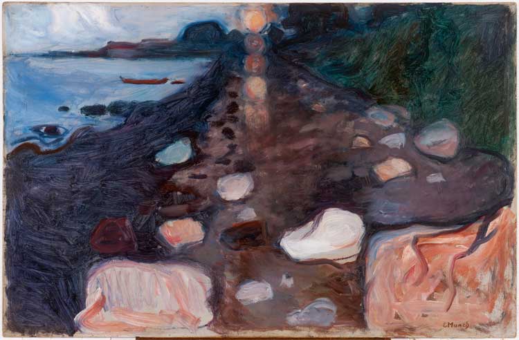 Edvard Munch. Moonlight on the Beach, 1892. Oil on canvas, 62.4 x 95.8 cm. KODE Bergen Art Museum, The Rasmus Meyer Collection.