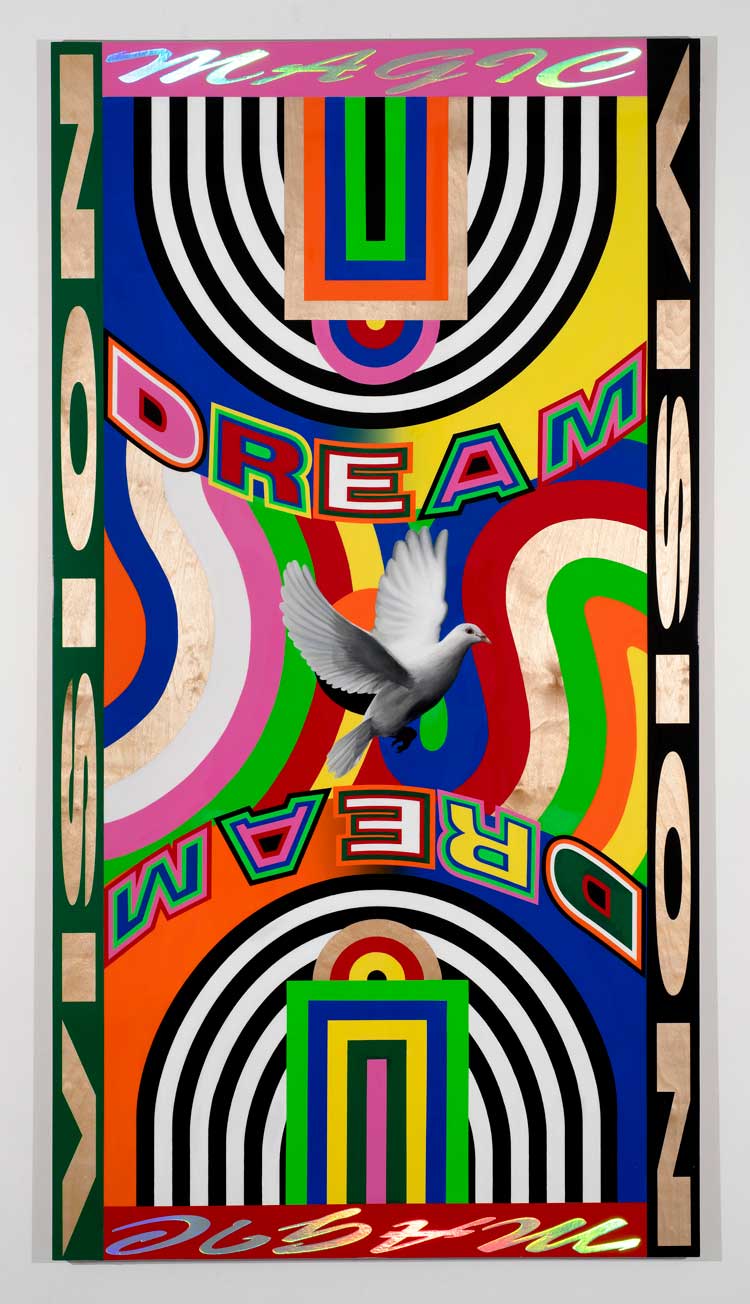 Lakwena Maciver. Larry, 2021. Acrylic and polyurethane on plywood, 206 x 110 cm (81 1/8 x 43 1/4 in).