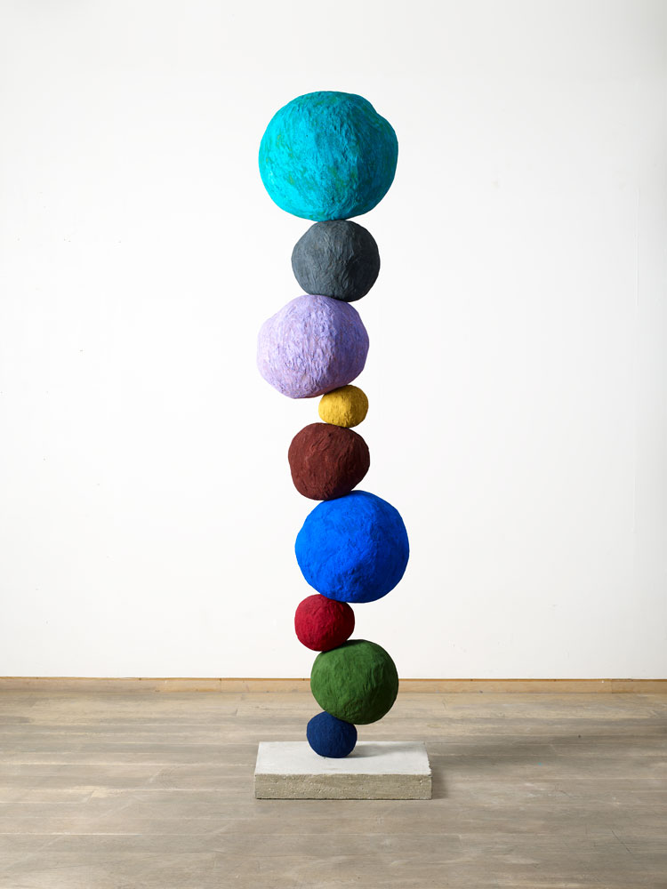 Annie Morris, Stack 9, Cobalt Turquoise, 2021. Foam core, pigment, concrete, steel, plaster, sand. Photo © Stephen White & Co.