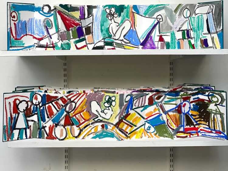 Annie Morris, Drawings on Shelves, 2020. Photo © Annie Morris Studio.