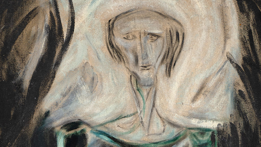 Gustav Metzger, Self Portrait, An Undefiled, 1946. Oil on canvas. Courtesy of The Gustav Metzger Foundation.