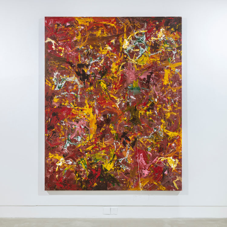 Reginald Sylvester II. Rise Young Gods All Paths Lead to Lazarus, 2020. Acrylic on canvas,
235 x 185.4 cm (92.5 x 73 in). Photo: Damian Griffiths. © Reginald Sylvester II. Image courtesy of the artist and Maximillian William, London.