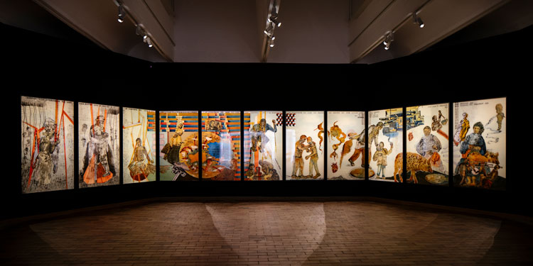 Nalini Malani, You Don’t Hear Me, installation view, Joan Miró museum, Barcelona, 2020. Photo: TanitPlana. © Nalini Malani.