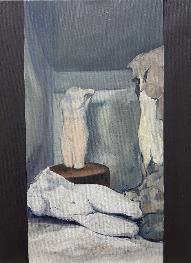 Kate Mieczkowska, Fallen Women, remnants of an interior design project, 2020. Oil on canvas, 30 x 40 cm. © the artist.