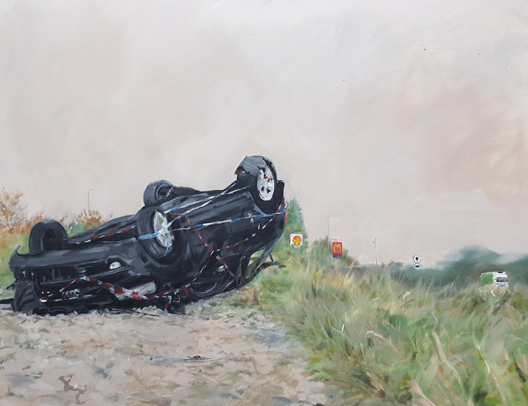 Kate Mieczkowska, Chicken and Chips on a Friday Night, 2019. Oil on canvas 80 x 60 cm. © the artist.