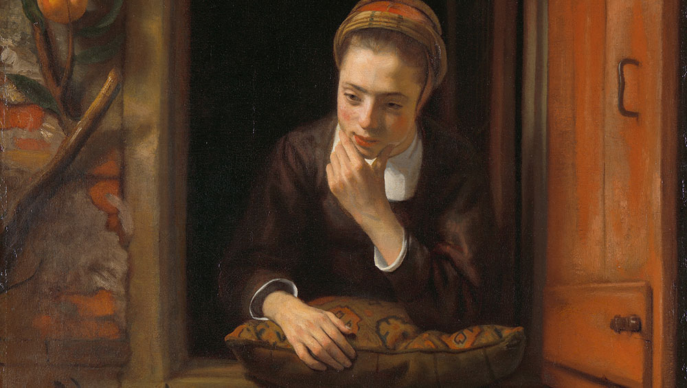 Nicolaes Maes, Girl at a Window, 1653–5. Oil on canvas, 123 × 96 cm. Loan from the Rijksmuseum. © Rijksmuseum Amsterdam.