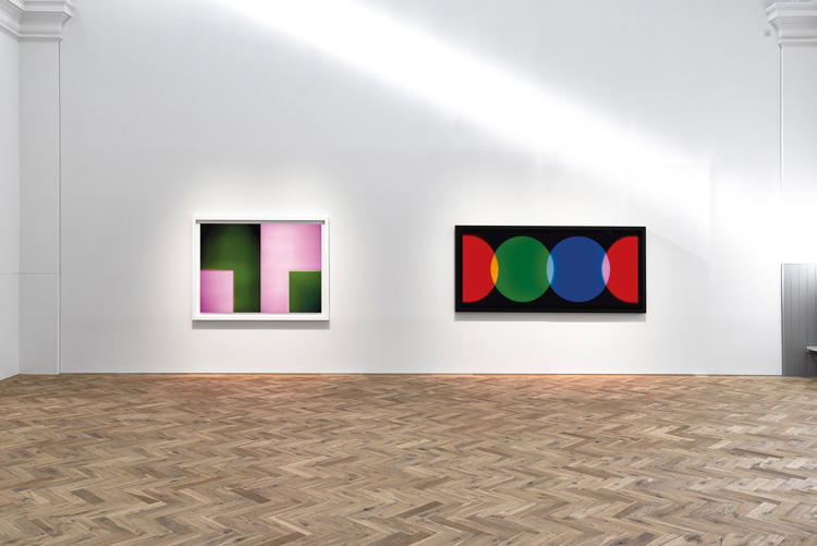 Garry Fabian Miller: Midwinter Blaze, installation view, Ingleby, Edinburgh (October - December 2019). Photo: John McKenzie. Courtesy of the Artist and Ingleby, Edinburgh.