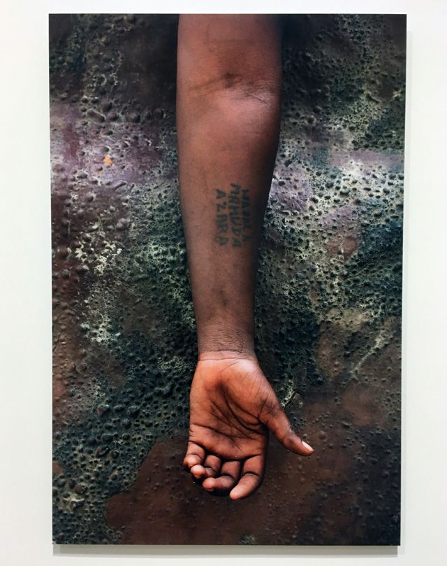 Ibrahim Mahama. Mamuna Azara Loco, 2019. C-prints on dibond. Installation view, Whitworth Art Gallery, Manchester, 2019. Photo: Veronica Simpson.