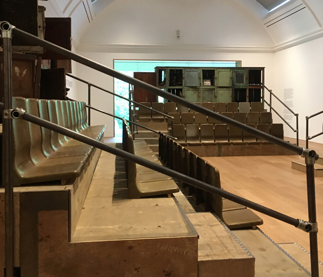 Ibrahim Mahama, Parliament of Ghosts. Installation view, Whitworth Art Gallery, Manchester, 2019. Photo: Veronica Simpson.