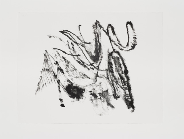 Julie Mehretu. Untitled, 2018. Oil based ink and acrylic on paper, 55.9 x 73.6 cm. © Julie Mehretu. Photo © White Cube (Ollie Hammock).