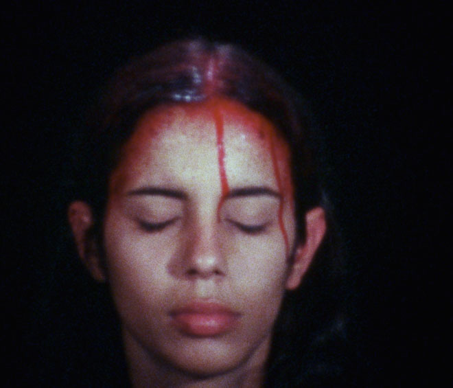 Ana Mendieta. Sweating Blood, 1973. Super 8 film, colour, silent. Photograph: The Estate of Ana Mendieta Collection, LLC. Courtesy of Galerie Lelong & Co.