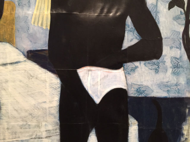 Kerry James Marshall. Could This Be Love, 1992 (detail). Acrylic and collage on canvas, 103 × 114 in (261.6 × 289.6 cm). Private collection; courtesy Segalot, New York.