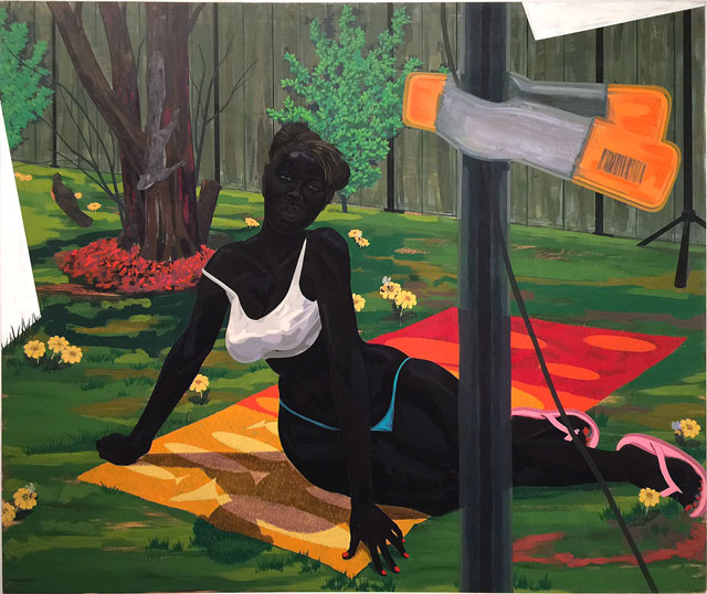 Kerry James Marshall. Untitled (Beach Towel), 2014. Acrylic on PVC panel, 60 7/8 × 72 5/8 × 2 3/4 in (154.6 × 184.5 × 7 cm). Private collection; courtesy David Zwirner, New York/London.
