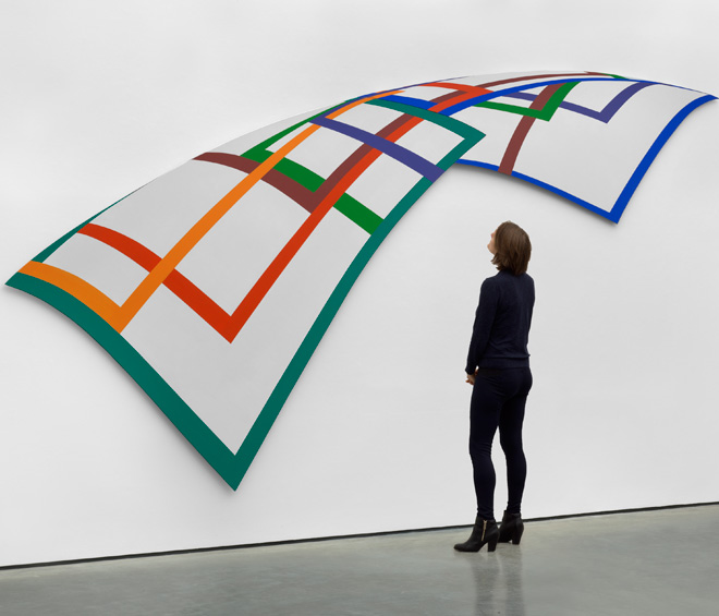 Dóra Maurer. 6 out of 5, 1979. Acrylic on wood with vinyl, 39 3/8 x 196 7/8 in (100 x 500 cm). © the artist. Photo graph © White Cube (Todd-White Art Photography).