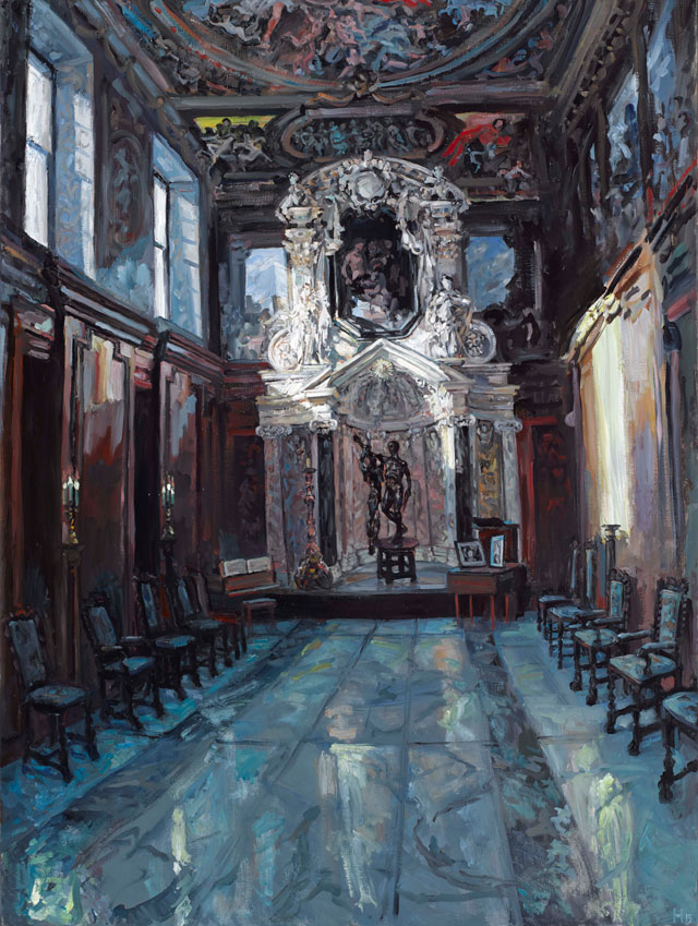 HectorMcDonnell. Chatsworth Chapel, Oil on canvas, 40 x 30 ins.