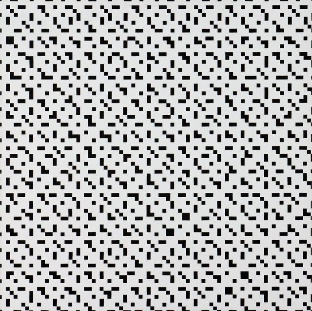 François Morellet. Tous les 2-3-4-5 en diagonale, 1974. Silkscreen on wood, 80 x 80cm. Courtesy The Mayor Gallery, London.