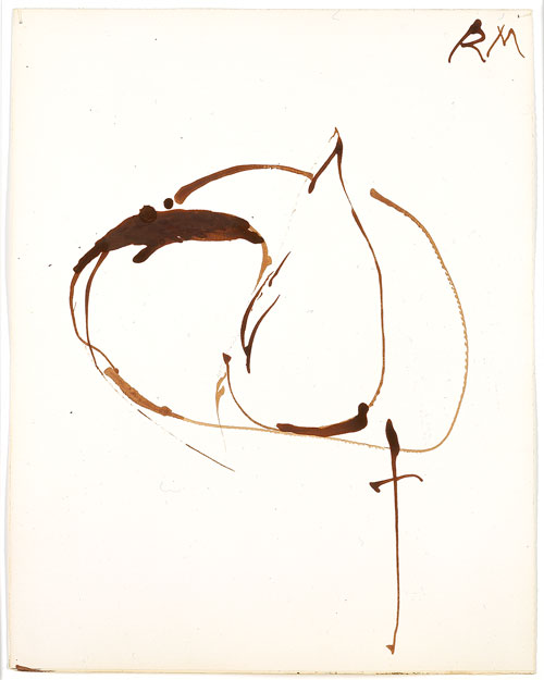 Robert Motherwell. Sepia Automatism, 1965. Sepia ink on paper, 36.8 x 29.2 cm (14½ x 11½ in). © Dedalus Foundation, Inc. / Licensed by VAGA, New York, NY.