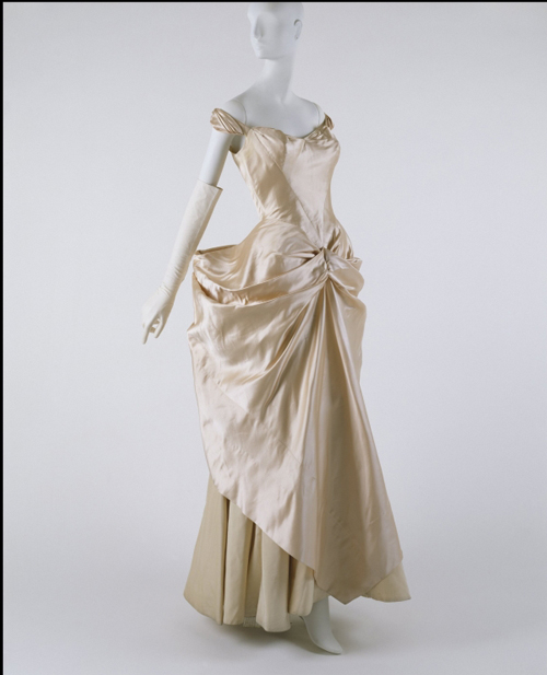 Charles James (American, born Great Britain, 1906–1978). Wedding Gown, 1948–49, pink silk satin and ivory taffeta. Courtesy of The Metropolitan Museum of Art, Gift of Jane Love Lee, 1993.