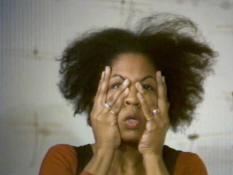 Senga Nengudi with Cheryl Banks and Lawrence D. 'Butch' Morris, Air Propo, 1981 (Film still). Single channel video, colour, with sound 10:45 min. Courtesy of Sprüth Magers and Thomas Erben Gallery, New York.