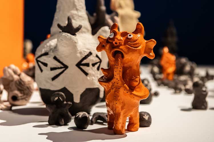 Mai Nguyễn-Long, Vomit Girl: Grounding, 2025, The Children are Now, exhibition view, Talbot Rice Gallery, the University of Edinburgh. Photo: Sally Jubb.