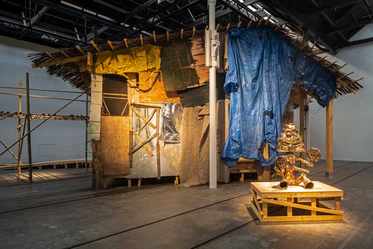 Installation view, Ramesh Mario Nithiyendran: Idols of Mud and Water, Tramway, Glasgow, 2023. Photo courtesy Tramway.