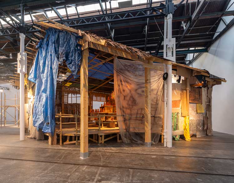 Installation view, Ramesh Mario Nithiyendran: Idols of Mud and Water, Tramway, Glasgow, 2023. Photo courtesy Tramway.