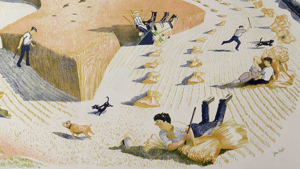 John Nash, Harvesting, 1946. Lithograph poster. Courtesy of Private Collection.