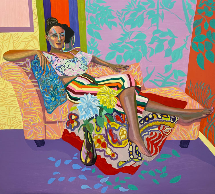 Aliza Nisenbaum. Tumbao de Omambo, 2020. Oil on canvas, 57 x 63 in (144.8 x 160 cm). Courtesy the artist and Anton Kern Gallery, New York / © Aliza Nisenbaum.