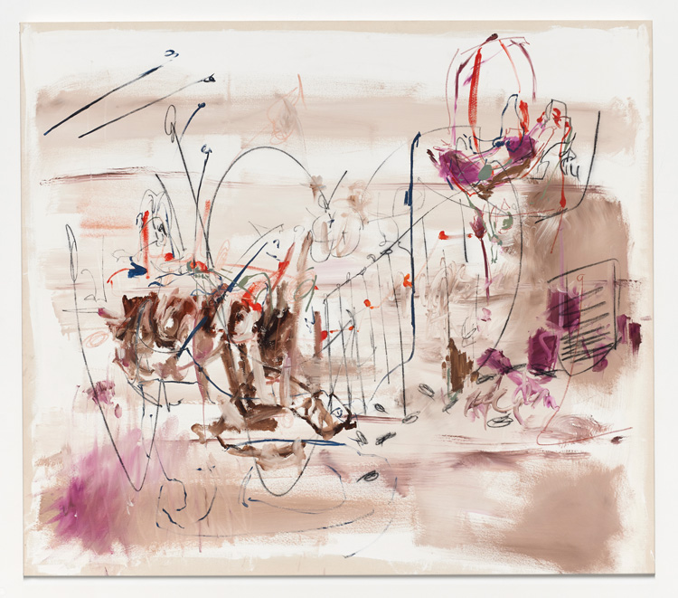 Carmen Neely. Heard quitting and seen dancing, 2019. Oil on canvas, graphite 64 x 56.25 in (162.56 x 142.88 cm). Courtesy of the artist and Jane Lombard Gallery.