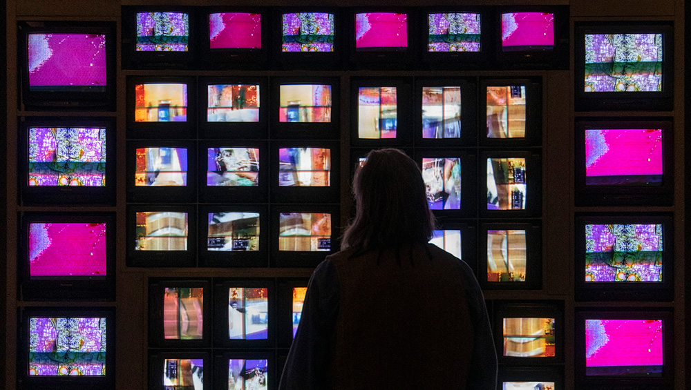 Nam June Paik. Self-Portrait, 2005. Single channel video installation with 10’’ LCD colour monitor, 34.9 x 46.3 x 49.5 cm. San Francisco Museum of Modern Art, Phyllis C. Wattis Fund for Major Accessions Photo: Katherine Du Tiel.