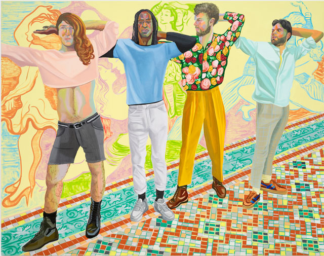 Aliza Nisenbaum, Camillo's Choreography, 2018. Oil on linen, 193 x 241 cm (76 x 95 in). Courtesy of the artist and Mary Mary, Glasgow.