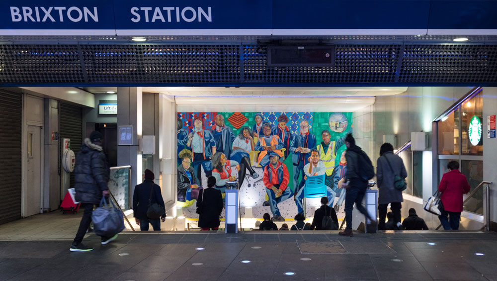Aliza Nisenbaum, London Underground: Brixton Station and Victoria Line Staff, 2019. Commissioned by Art on the Underground. Photo: Angus Mill.
