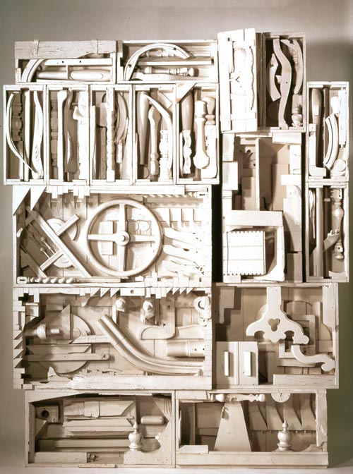 Louise Nevelson, Dawn’s Wedding Chapel IV, from Dawn’s Wedding Feast, 1959-60, painted wood, 109 x 87 x 13 ½ inches. Courtesy PaceWildenstein, New York. © Estate of Louise Nevelson / Artists Rights Society (ARS), New York.