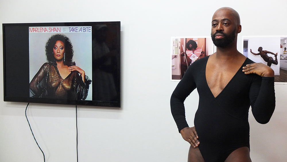Harold Offeh. Covers Live, Performance at P! Gallery, NYC, 2019. Photo: Suzanne Mooney.
