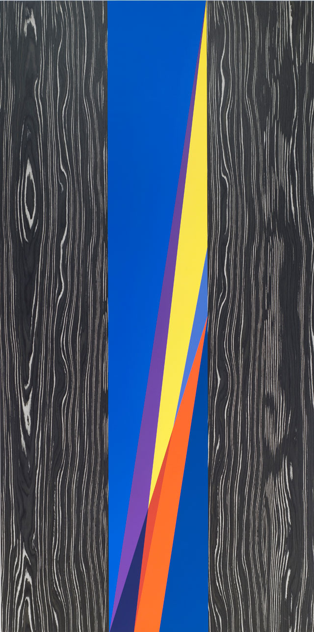 Odili Donald Odita. First Light, 2015. Acrylic latex on panel, 96 x 48 in.