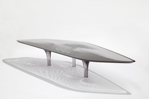 Zaha Hadid and Patrik Schumacher
. Liquid Glacial "Smoke" Coffee Table, 2012. Polished plexiglass
. Courtesy of David Gill Galleries Ltd. Photograph: Jacapo Spilimbergo.