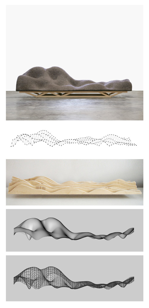 Lucas Maassen and Unfold. Brain Wave Sofa (Process Image), 2010.
Polyurethane foam, felt, wood, computer numerical controlled (CNC) milling
. Photograph: © Lucas Maassen and Unfold.