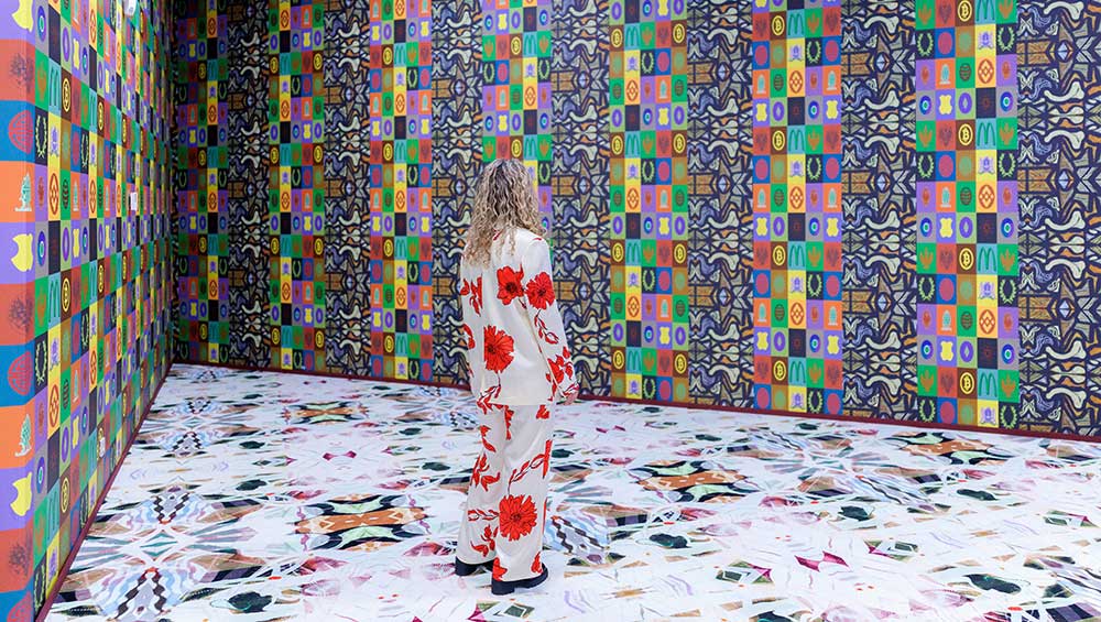 Claudia Hart, Empire Failure, 2026. Installation View, Pixel Pioneers, Depot of Museum Boijmans Van Beuningen, Rotterdam, 2026. Commissioned by Museum Boijmans Van Beuningen. Photo: Aad Hoogendoorn.
