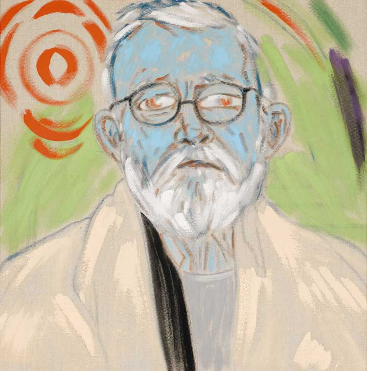 RB Kitaj, RA (1932-2007), Radiant Turquoise Self-Portrait, 2006. Oil on canvas, 61 x 61 cm. The Ingram Collection © RB Kitaj Estate.