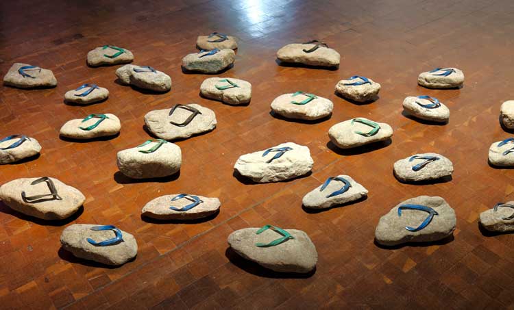 Abdulla Al Saadi, Stone Slippers, 2013. Installed in Proximities at SeMA Seoul. Photo courtesy of ADMAF.