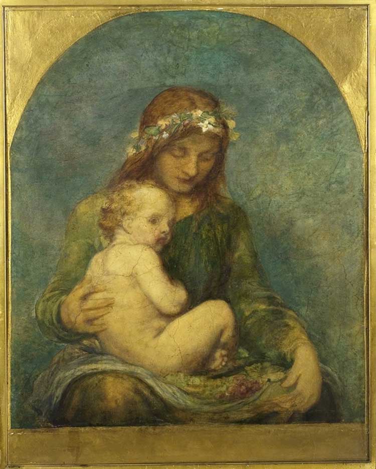 G F Watts. Humanity in the Lap of the Earth, 1851-52. Oil and turpentine on plaster, 115 x 91 cm. Leighton House, Royal Borough of Kensington and Chelsea.