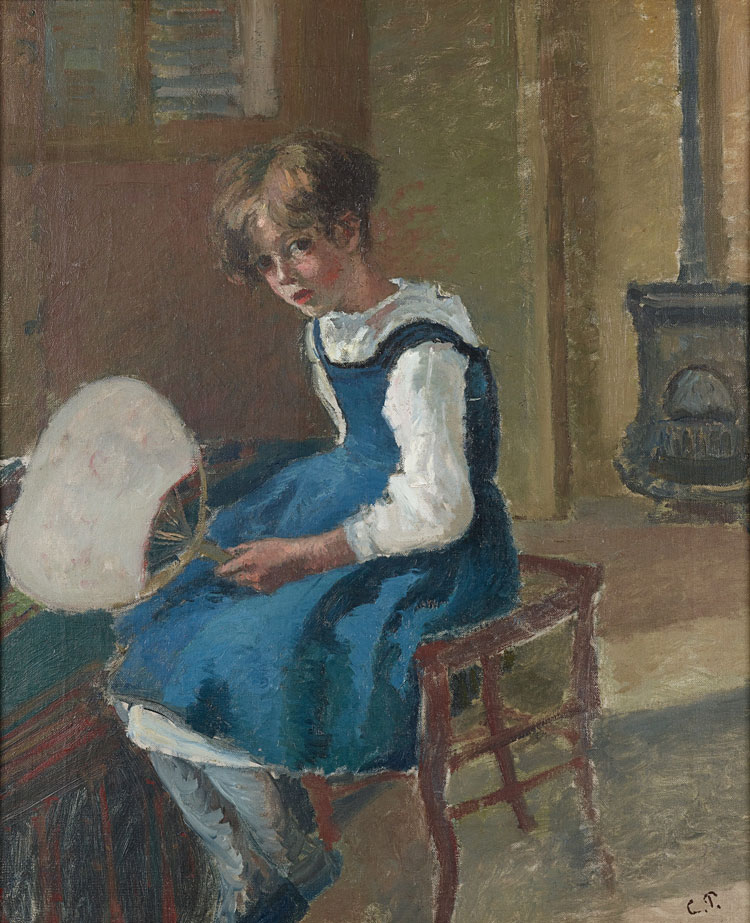 Camille Pissarro. Jeanne Pissarro (Minette) holding a Fan, 1873. Oil on canvas, 55 x 46 cm. The Ashmolean Museum, University of Oxford. Bequeathed by Esther Pissarro, 1952.