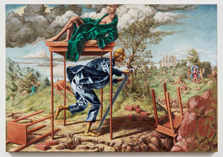 Jannis Marwitz, The Raid, 2021. Oil on linen, 80 x 115 cm. Courtesy the artist and Trautwein Herleth, Berlin. Photo: GRAYSC.